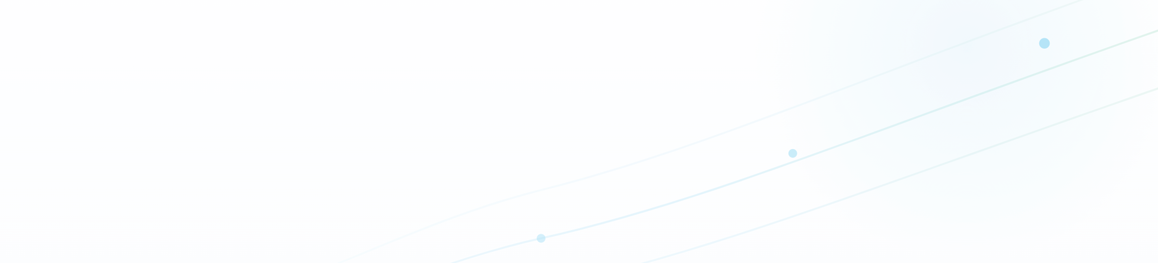Abstract curved lines in blue with gradient circles on a white to light blue background.