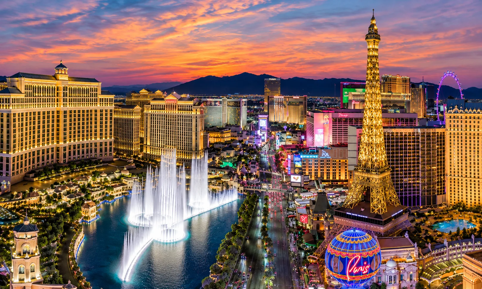 The Las Vegas Strip at sunset, host city of Money20/20 USA