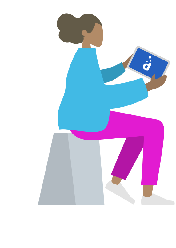 Church team member using a tablet device