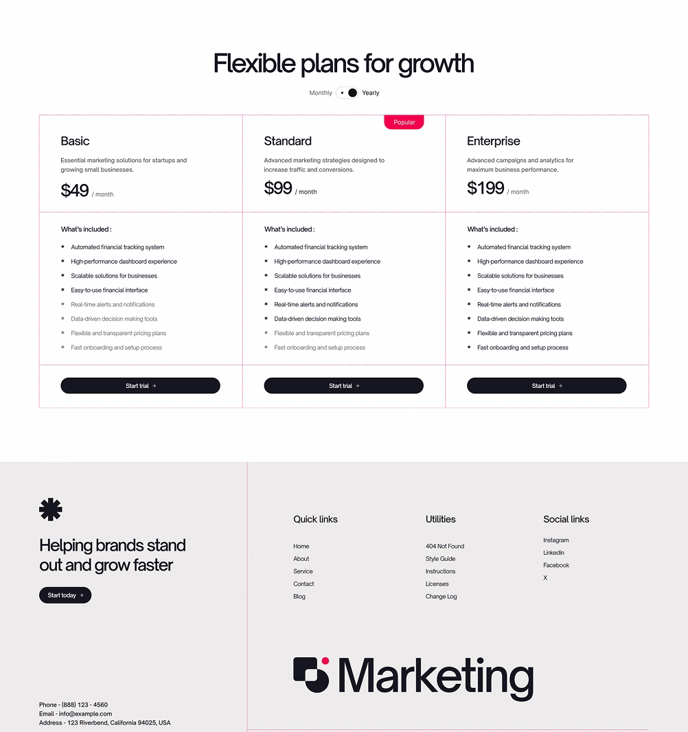 landing pricing one