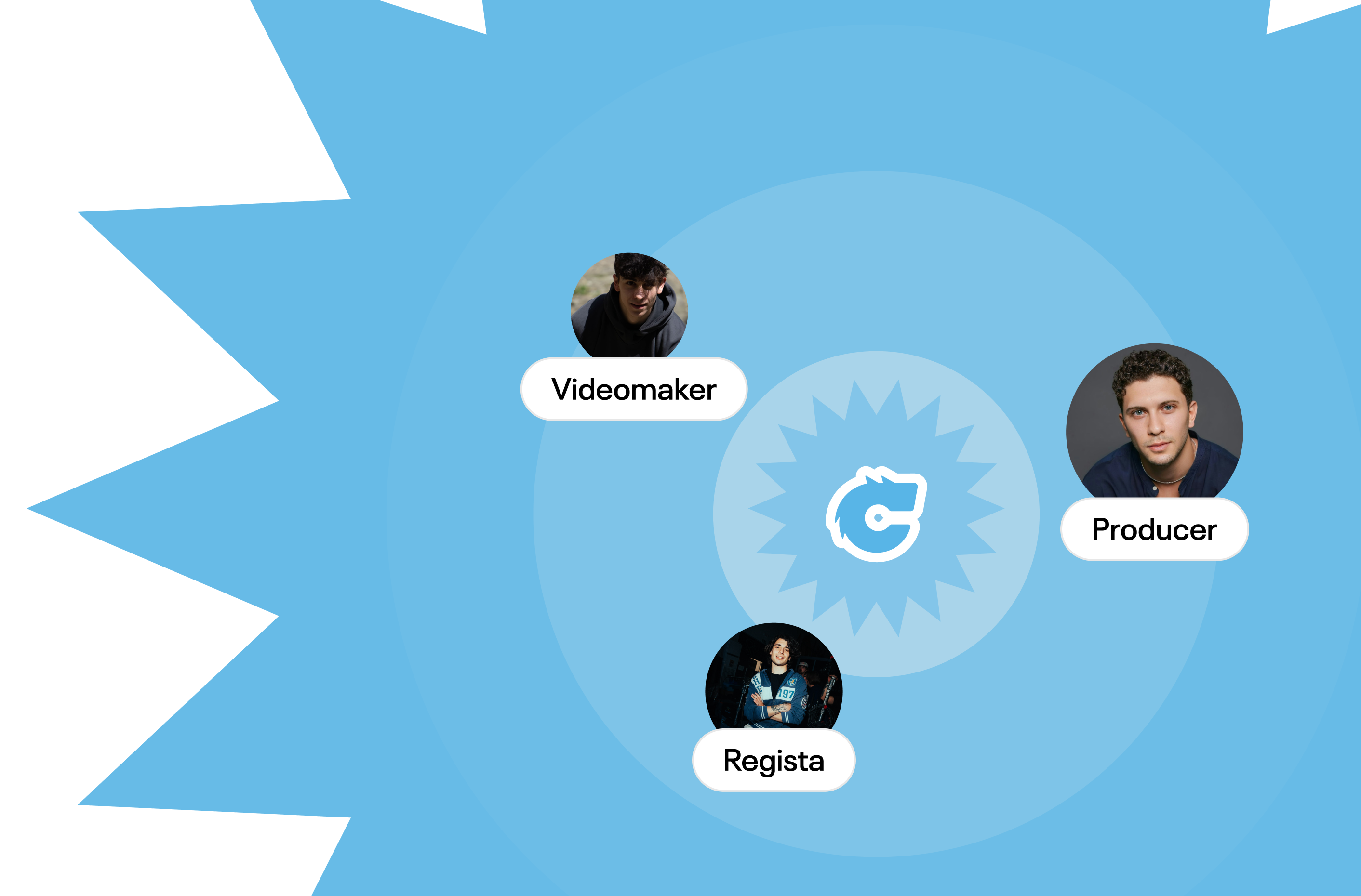 Illustrazione della selezione del team: videomaker, producer e regista scelti per il progetto