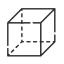 Line drawing of a transparent cube with dashed edges showing internal depth.
