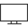 Outline illustration of a flat-screen television on a stand.