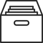 Icon of a filing cabinet drawer with documents inside.