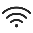 Wi-Fi symbol with concentric curved lines above a small circle.