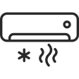 Air conditioner icon with cooling and heating symbols.