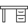 Icon of a simple office desk with two drawers on the right side.