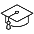 Black graduation cap with tassel icon.