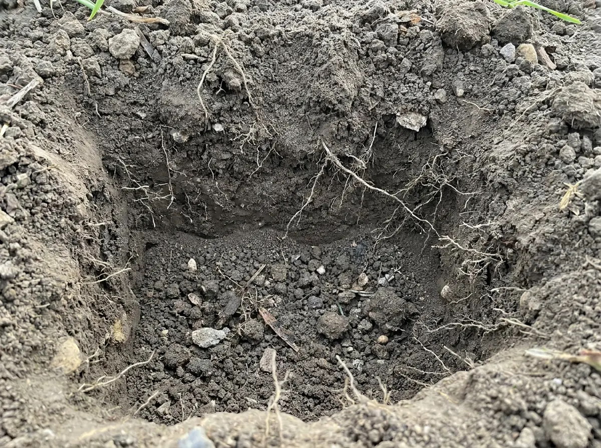 Bodenprofil mit Wurzelstruktur