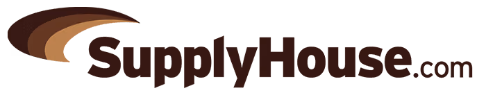SupplyHouse.com logo with stylized brown arcs on the left.