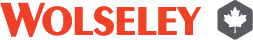 Wolseley company name in red with a gray maple leaf emblem.