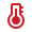 Red thermometer icon indicating heat or temperature.
