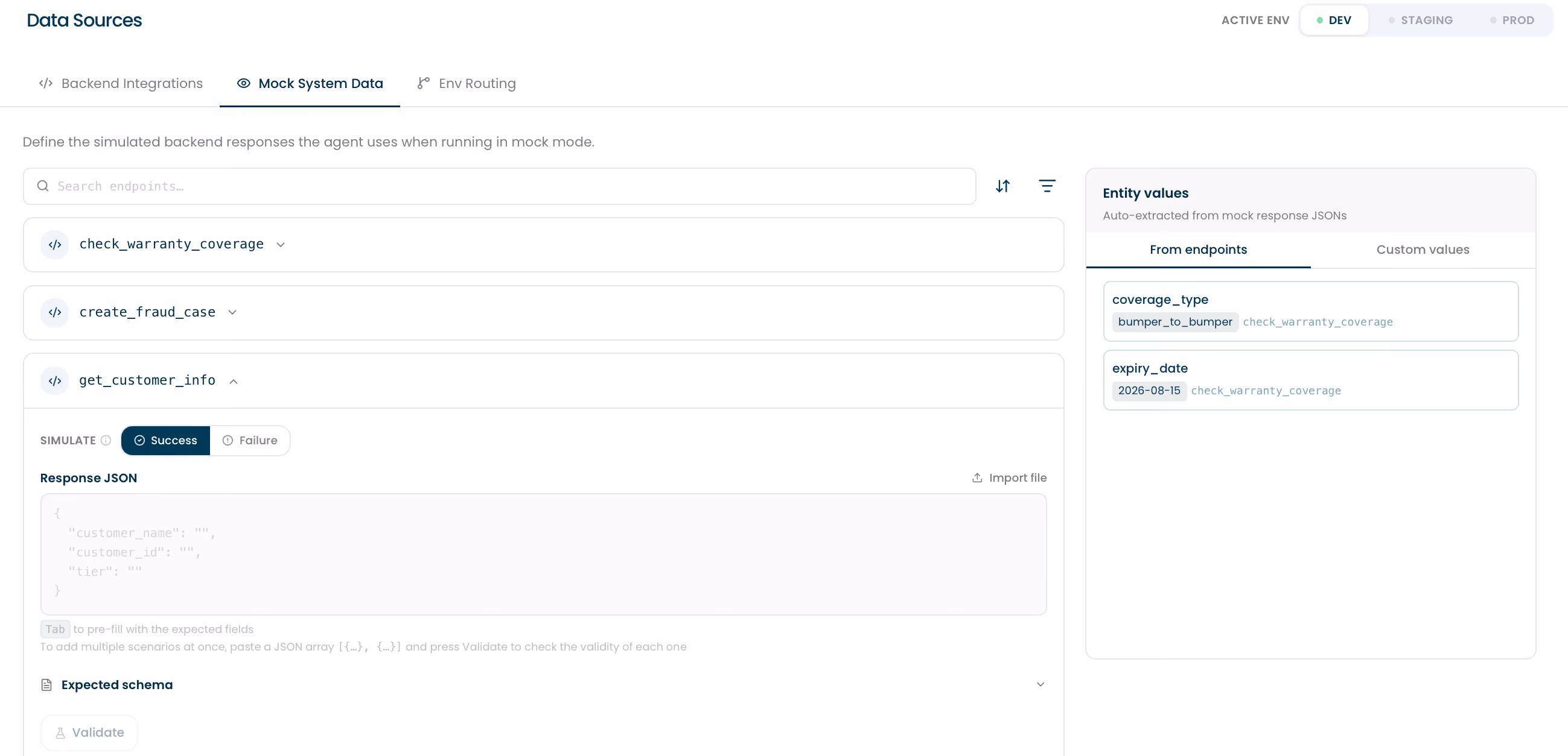 Data sources mock data screenshot