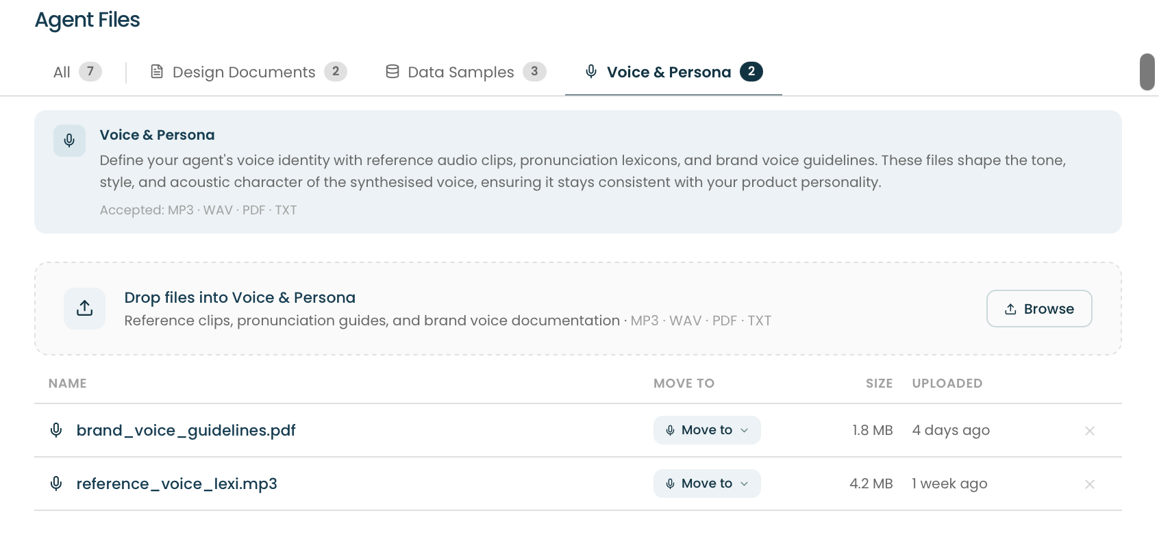 Upload voice files screenshot