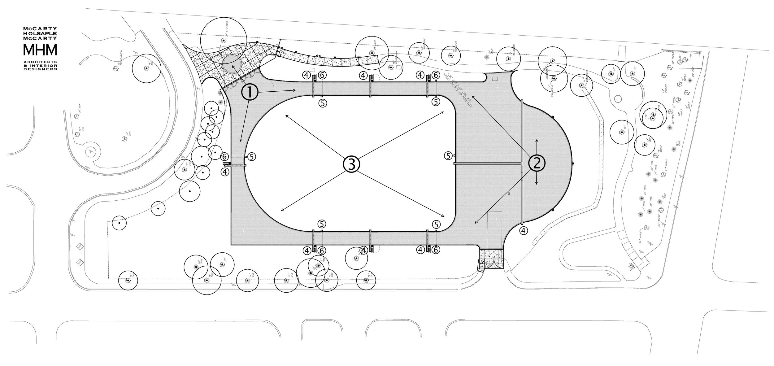 Layout Plan — The above plan shows the completed lawn design flagging the improvements numbered above.