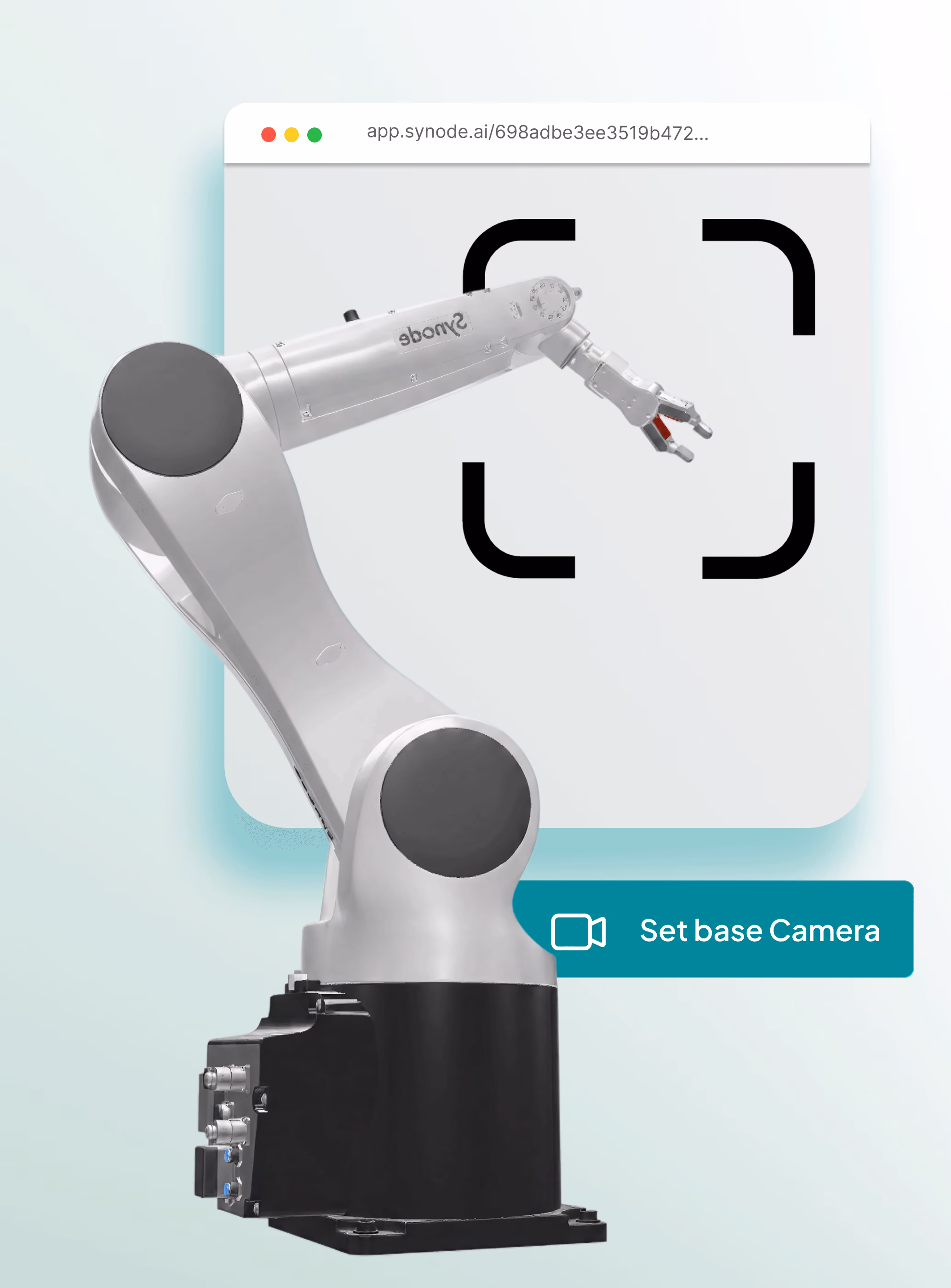 Interactive robotic arm product experience displaying the Camera Setup features 