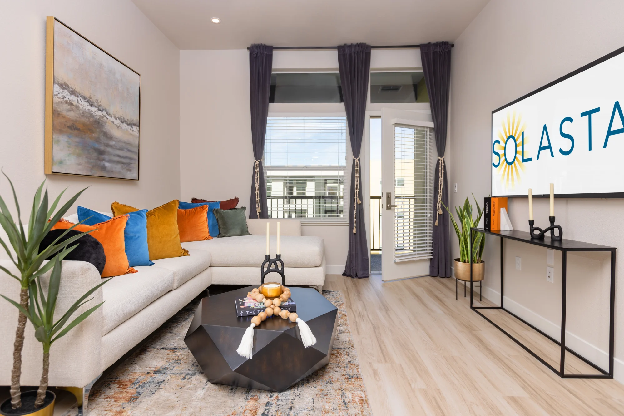 Living room with staged furniture