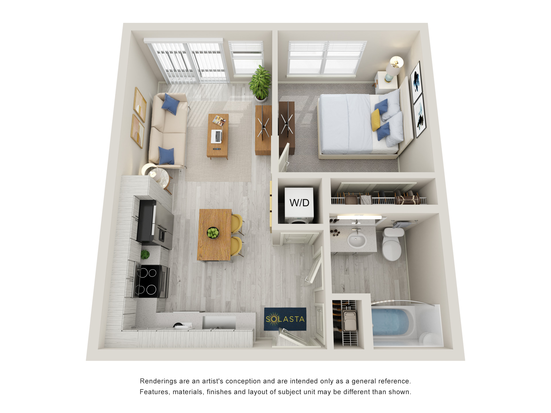 1x1 floorplan for rent
