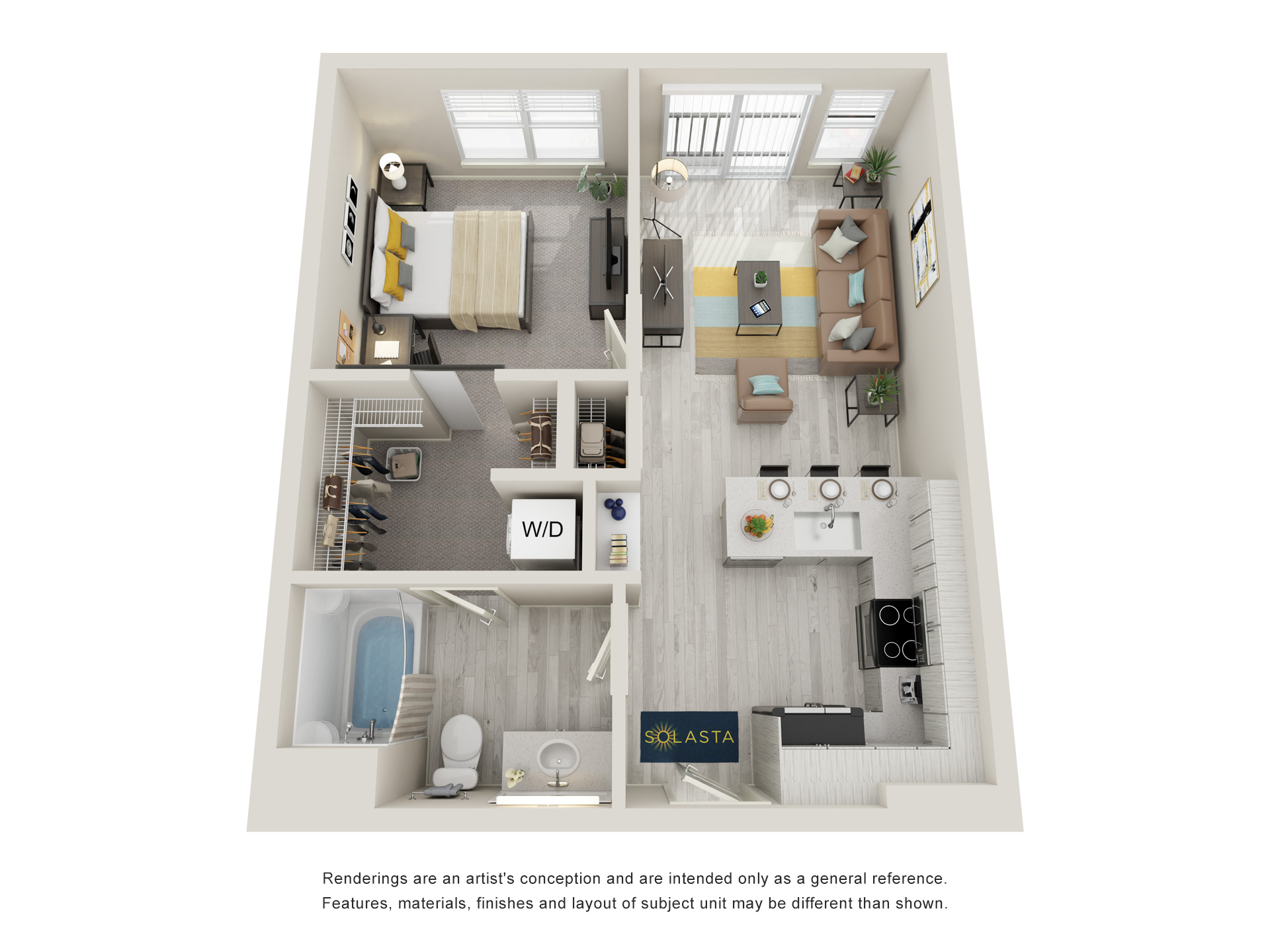one bedroom floorplan for rent
