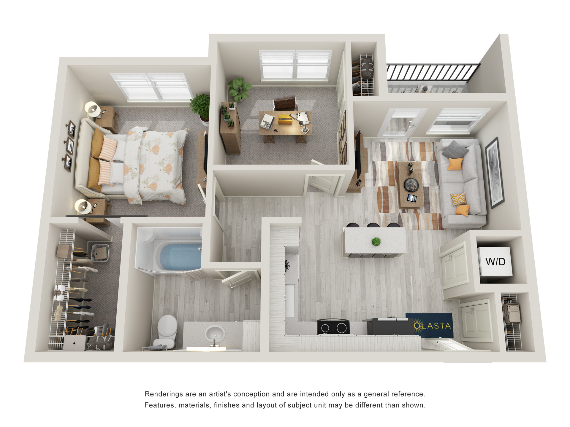 2x1 floor plan for rent at Solasta