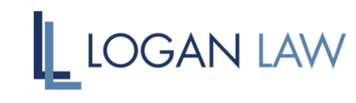 Logo with overlapping navy and blue letter Ls followed by the text LOGAN LAW in blue shades.