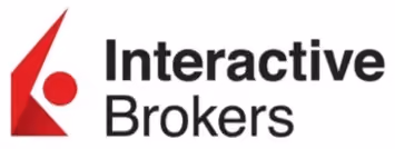 Logo of Interactive Brokers with a red geometric symbol and black text.