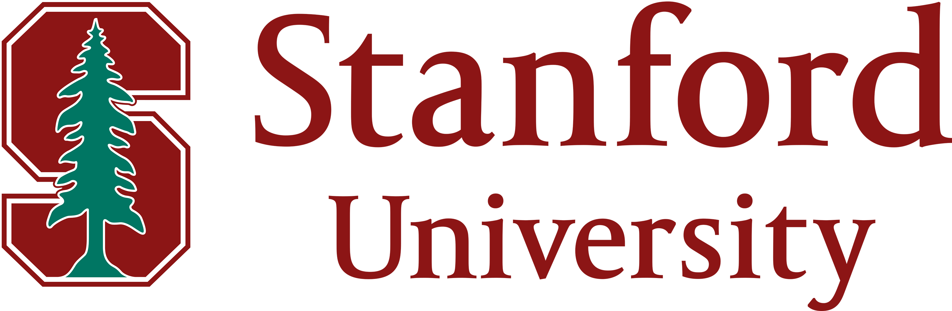 Stanford University logo with a red shield and a white tree.