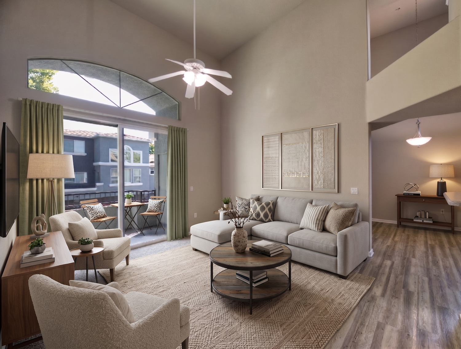 staged living room rendering