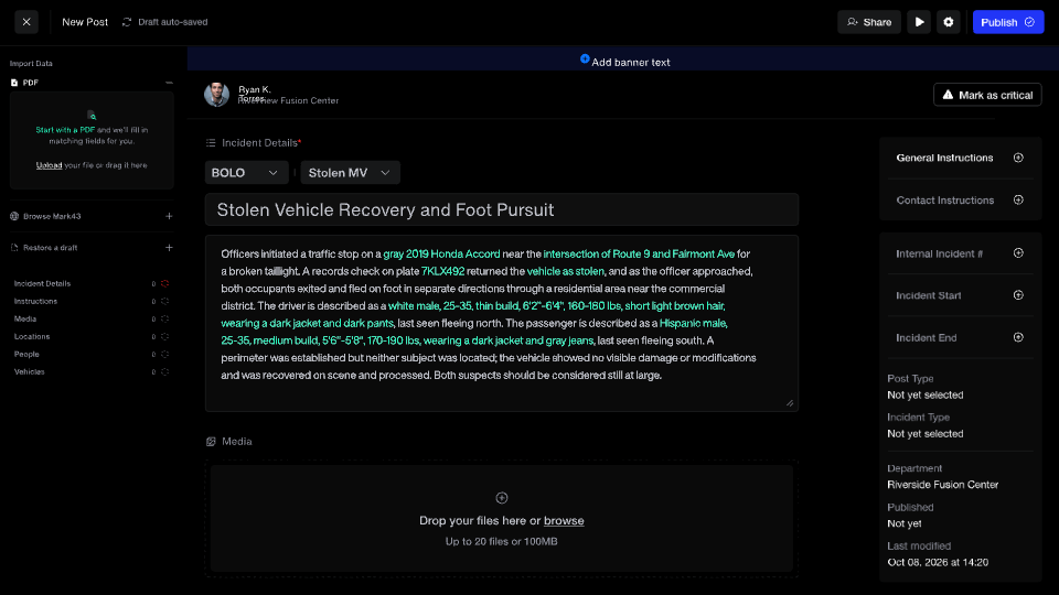A description being parsed by BLTN