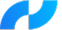 Blue abstract company logo with interlocking shapes forming a stylized letter.