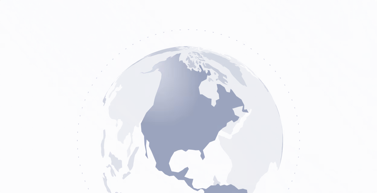 Globe showing a stylized map of Asia and surrounding regions on a dotted purple background.