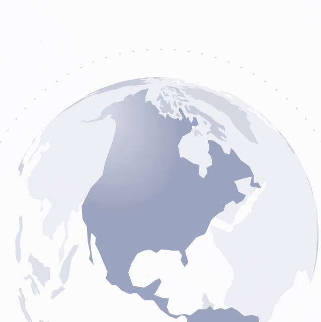 Globe with dots connecting continents illustrating global digital or network connectivity.