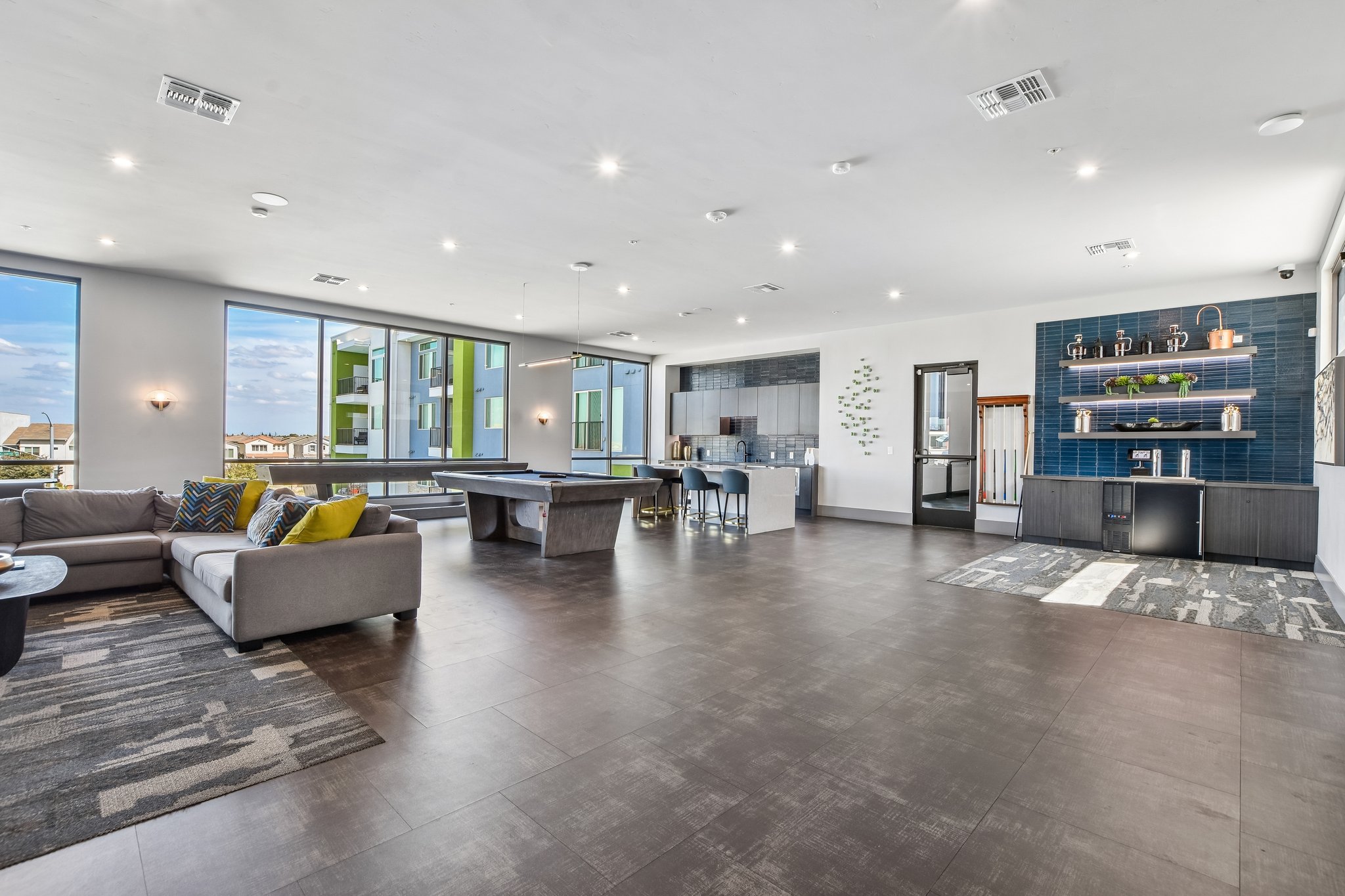 Resident Lounge with Pool table, Kitchen, and CouchResident Lounge with Pool table, Kitchen, and Couch