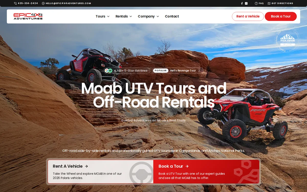 Epic 4x4 Adventures website designed by PHENYX