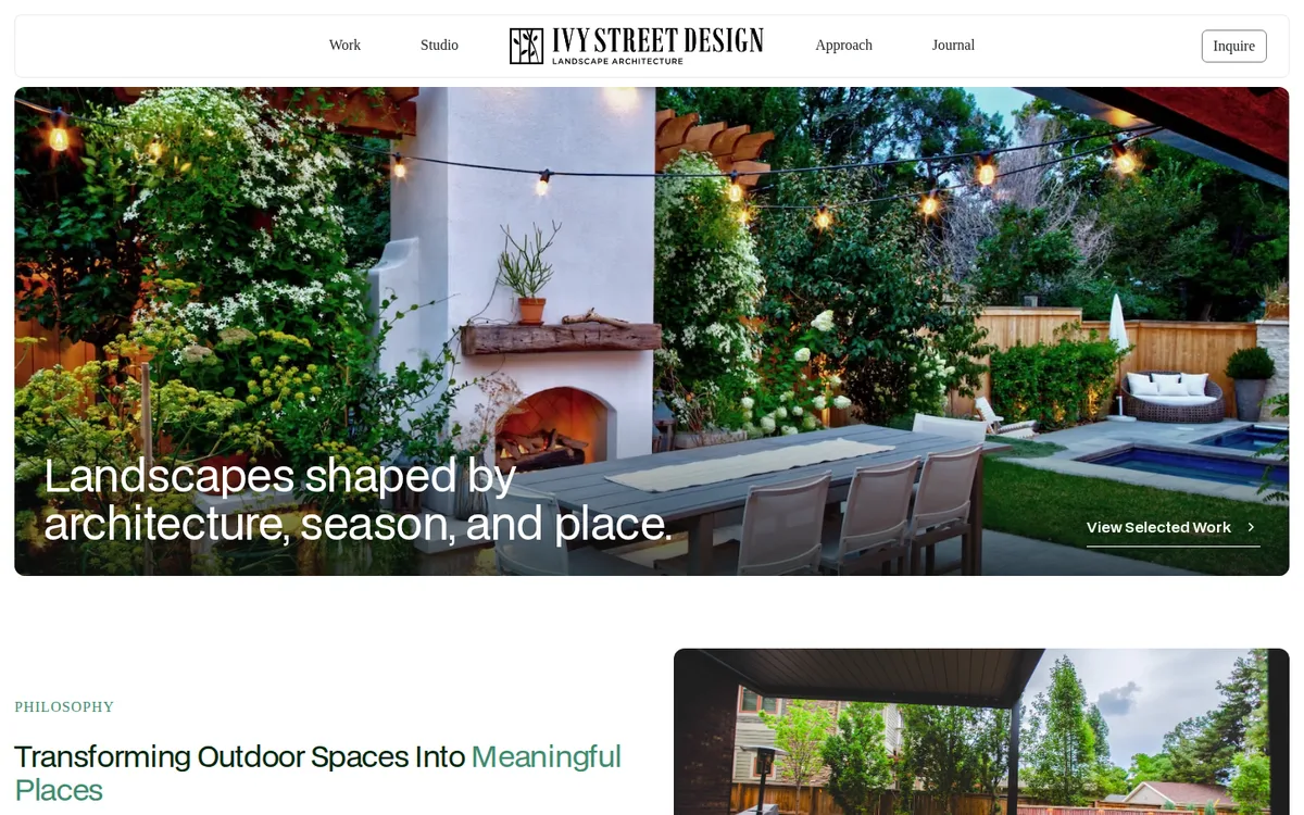 Ivy Street Design website designed by PHENYX