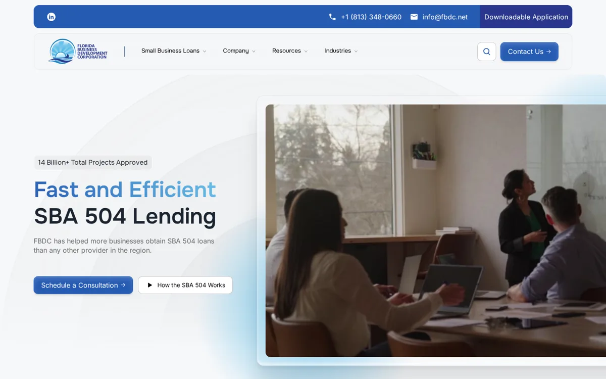 FBDC Florida SBA 504 lender website rebuilt by PHENYX
