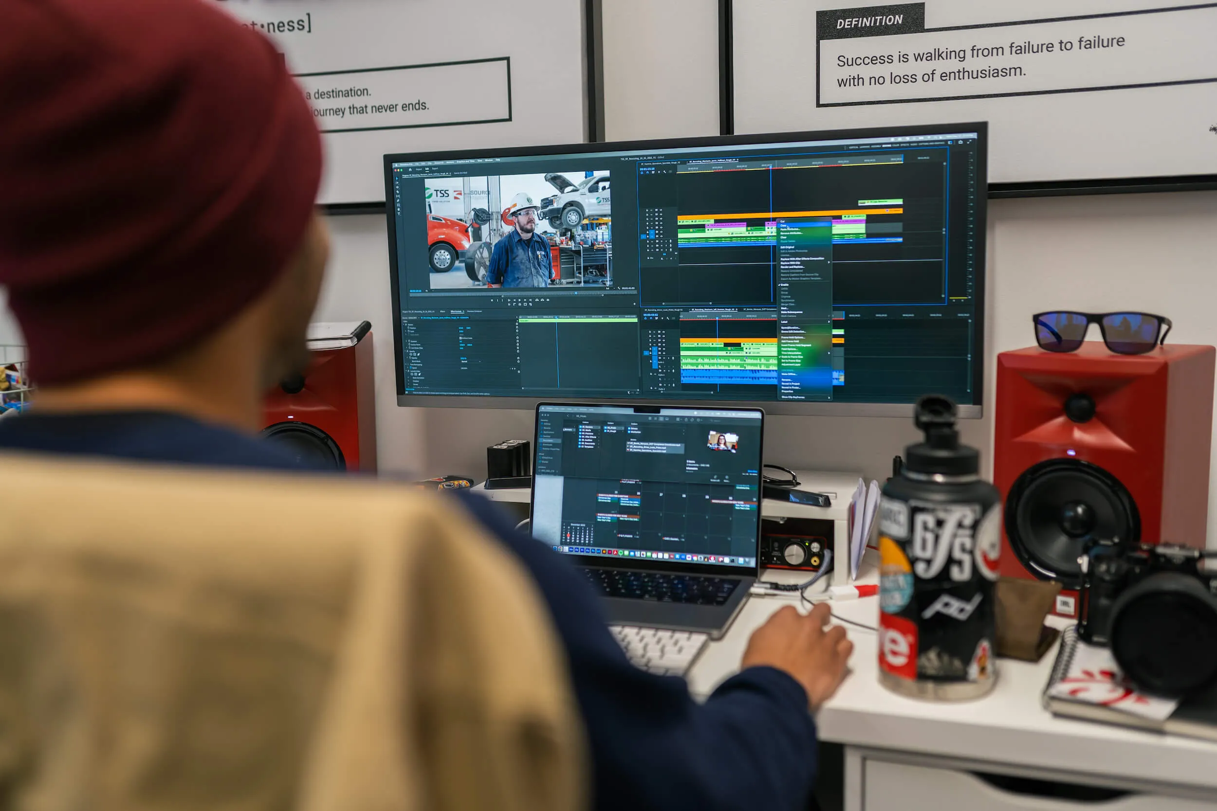a man editing video content