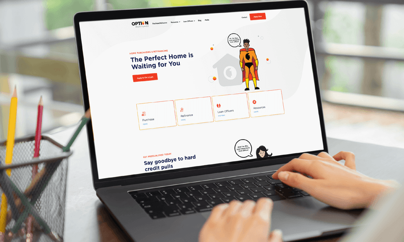 Option 1 website homepage