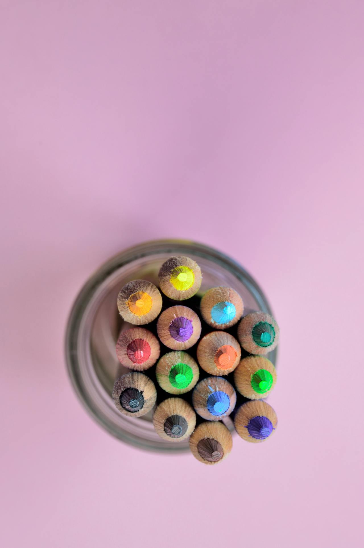 Jar of colored pencils