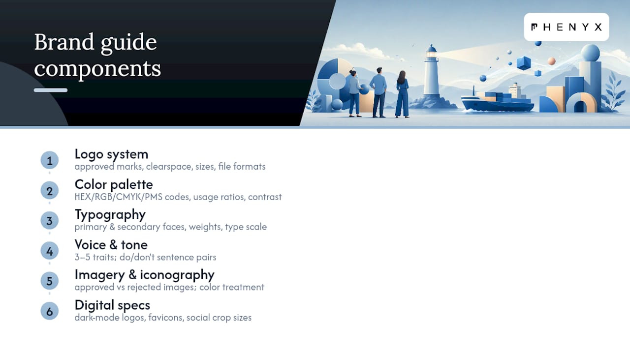 Six core brand style guide components