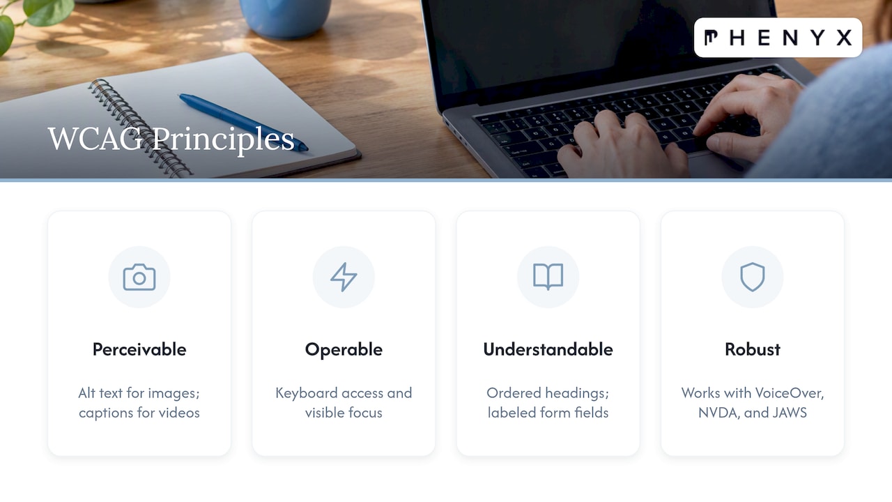 Four WCAG principles for accessible websites
