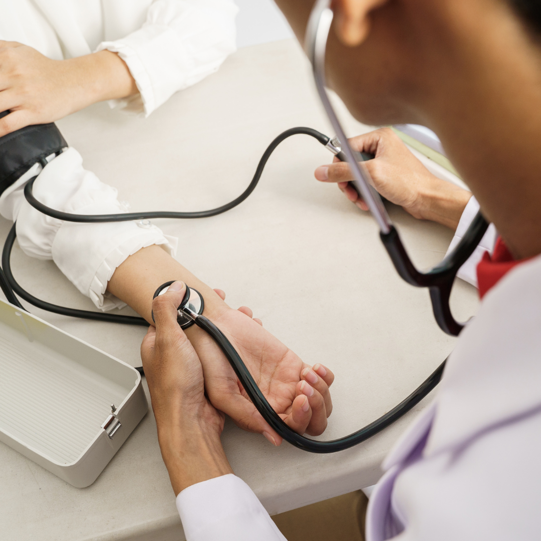 A care professional at work in a clinical setting