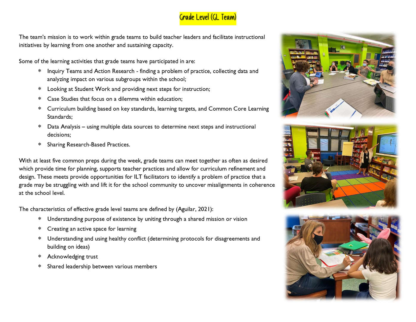 Teachers collaborating around a table during a grade level team meeting