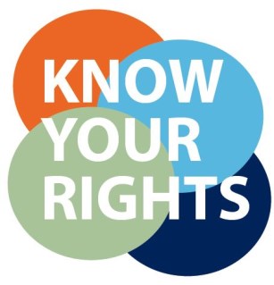 Know Your Rights informational graphic with colorful overlapping circles