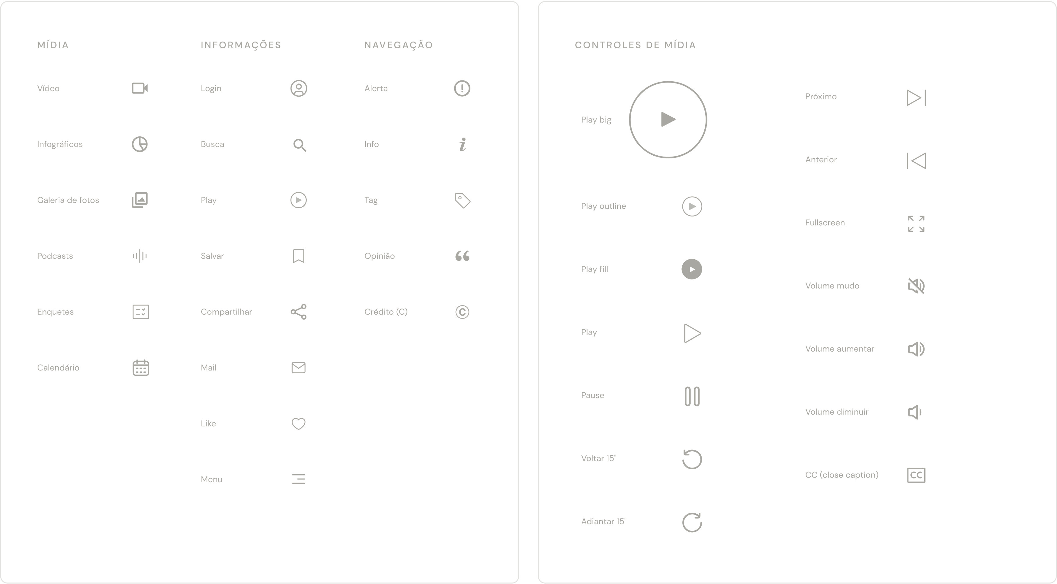 Conjunto de ícones de interface do Poder360