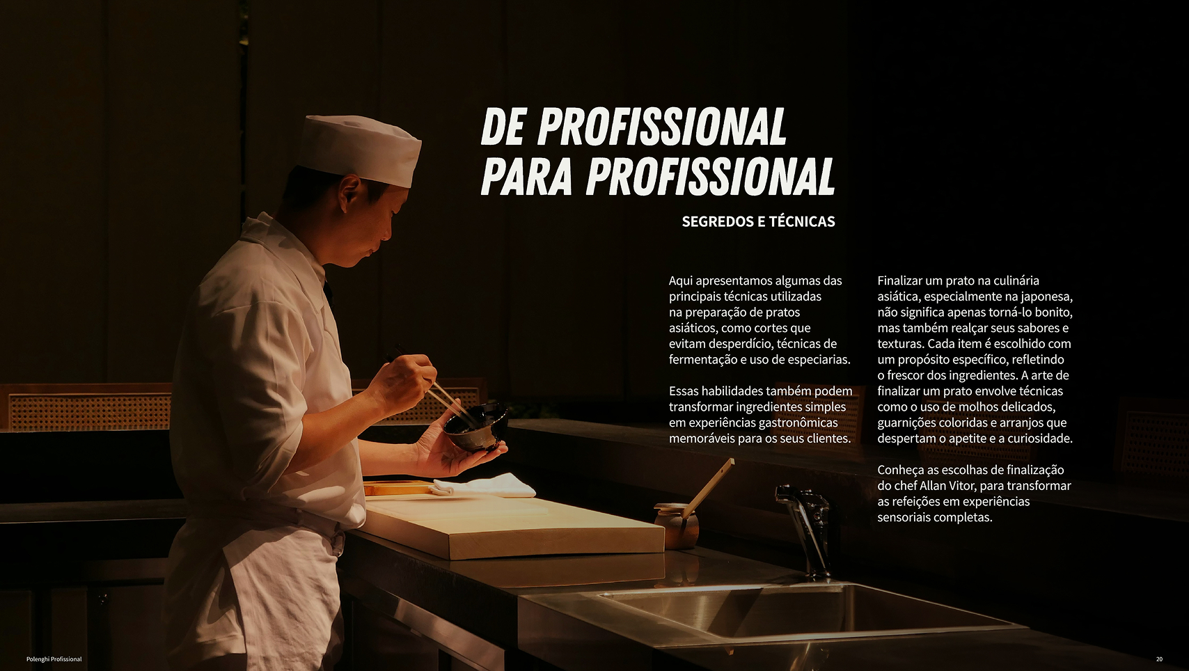 Abertura De profissional para profissional, com cozinheiro trabalhando em cozinha escura