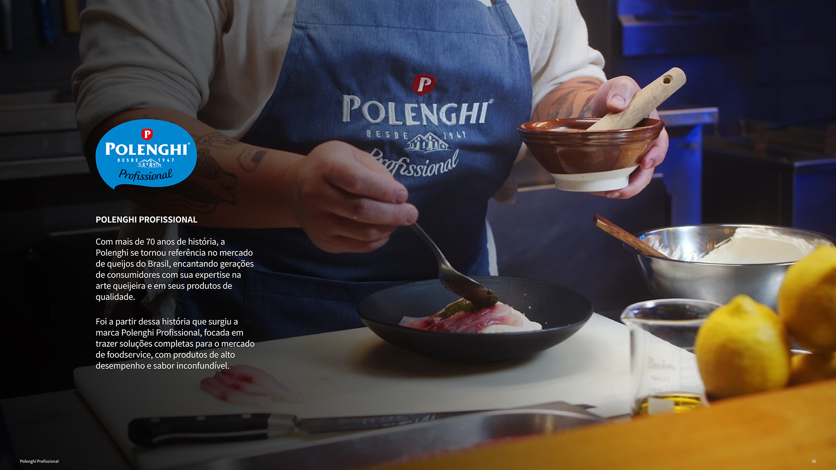 Página do Guia de Culinária Asiática com chef de avental Polenghi preparando um prato