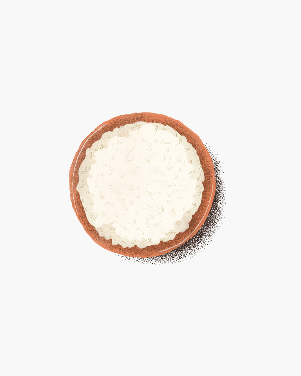 Ilustração de tigela de arroz branco, vista de cima