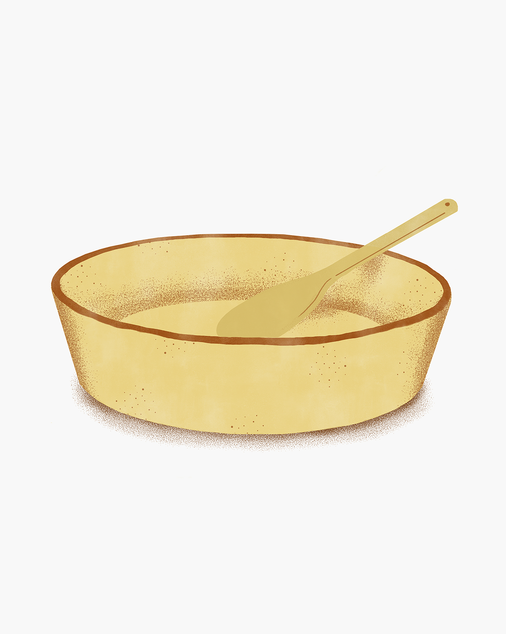 Ilustração de tigela de madeira com espátula de arroz