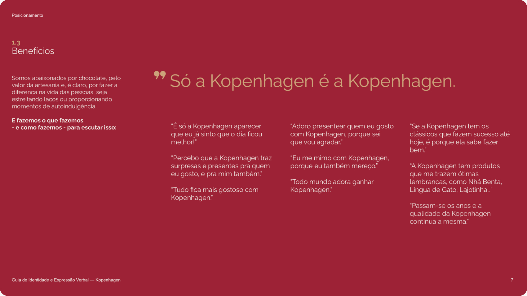 Página de benefícios do guia Kopenhagen com a frase Só a Kopenhagen é a Kopenhagen